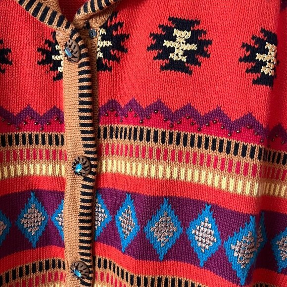 NWT Storybook Knits Southwest Print Orange Cardigan Sweater Women's Plus Size 1X - Picture 4 of 8